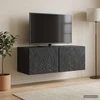 TV staliukas Sieninė TV spintelė 98 x 31 cm Juoda Apdirbta mediena