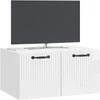 TV staliukas Sieninė TV spintelė Itin blizgi balta 59,5 x 41 x 30 cm