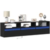 TV staliukas Sieninė TV spintelė su LED, juoda, 180x31x45 cm