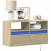 TV staliukas Sieninė TV spintelė su LED lemputėmis, ąžuolo, 80x31x45cm