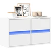 TV staliukas Sieninė TV spintelė su LED lemputėmis, balta, 80x31x45cm