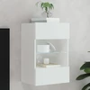 TV staliukas Sieninė TV spintelė su LED lemputėmis, balta, 40x30x60,5cm
