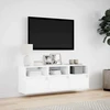 TV staliukas Sieninė TV spintelė su LED lemputėmis, balta, 130x31x45 cm