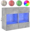 TV staliukas Sieninė TV spintelė su LED lemputėmis, betono, 78,5x30x60,5cm