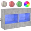 TV staliukas Sieninė TV spintelė su LED lemputėmis, betono, 98,5x30x60,5cm