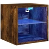 Sieninė TV spintelė su LED lemputėmis, dūminė, 30x28,5x30cm