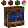 TV staliukas Sieninė TV spintelė su LED lemputėmis, dūminė, 58,5x30x60,5cm