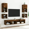 Sieninė TV spintelė su LED lemputėmis, dūminė, 30x28,5x30cm