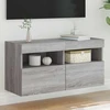 TV staliukas Sieninė TV spintelė su LED lemputėmis, pilka ąžuolo, 80x30x40cm