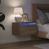 Sieninės naktinės spintelės su LED, 2vnt., ąžuolo