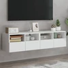 TV staliukas Sieninės TV spintelės, 2vnt., baltos, 60x30x30cm, mediena