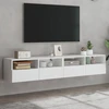 TV staliukas Sieninės TV spintelės, 2vnt., baltos, 80x30x30cm, mediena