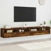 TV staliukas Sieninės TV spintelės, 2vnt., dūminės, 100x30x30cm, mediena