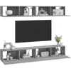 TV staliukas Sieninės TV spintelės, 4vnt., pilkos ąžuolo, 100x30x30cm