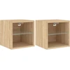 TV staliukas Sieninės TV spintelės su LED, 2vnt., ąžuolo, 30x28,5x30cm