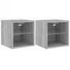 TV staliukas Sieninės TV spintelės su LED, 2vnt., pilkos, 30x28,5x30cm