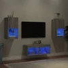 TV staliukas Sieninės TV spintelės su LED lemputėmis, 4 dalių, pilkos ąžuolo