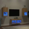 TV staliukas Sieninės TV spintelės su LED lemputėmis, 4 dalių, ąžuolo