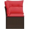 Sodo kampinė sofa su pagalvėlėmis, ruda, polirotangas