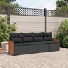 Lauko baldų komplektas Sodo komplektas su pagalvėlėmis, 4 dalių, juodas, poliratanas