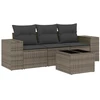 Sofa Sodo komplektas su pagalvėlėmis, 4 dalių, pilkas, poliratanas