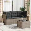 Lauko baldų komplektas Sodo komplektas su pagalvėlėmis, 4 dalių, pilkas, poliratanas