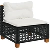 Lauko baldų komplektas Sodo komplektas su pagalvėlėmis, 4 dalių, juodas, poliratanas