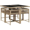 Lauko baldų komplektas Sodo komplektas su pagalvėlėmis, 5 dalių, smėlio, poliratanas