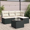 Lauko baldų komplektas Sodo komplektas su pagalvėlėmis, 5 dalių, juodas, poliratanas