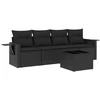 Lauko baldų komplektas Sodo komplektas su pagalvėlėmis, 5 dalių, juodas, poliratanas