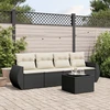 Lauko baldų komplektas Sodo komplektas su pagalvėlėmis, 5 dalių, juodas, poliratanas