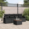 Lauko baldų komplektas Sodo komplektas su pagalvėlėmis, 5 dalių, juodas, poliratanas