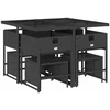 Sofa Sodo komplektas su pagalvėlėmis, 9 dalių, juodas, poliratanas