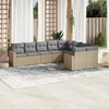 Lauko baldų komplektas Sodo komplektas su pagalvėlėmis, 9 dalių, smėlio, poliratanas