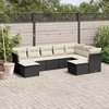 Lauko baldų komplektas Sodo komplektas su pagalvėlėmis, 9 dalių, juodas, poliratanas