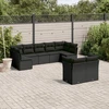 Lauko baldų komplektas Sodo komplektas su pagalvėlėmis, 9 dalių, juodas, poliratanas