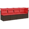Sodo sofa su pagalvėlėmis, 4 sėdimos vietos, ruda, polirotangas