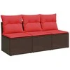 Sodo sofa su pagalvėlėmis, 3 sėdimos vietos, ruda, polirotangas
