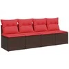 Sodo sofa su pagalvėlėmis, 4 sėdimos vietos, ruda, polirotangas
