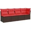 Sodo sofa su pagalvėlėmis, 4 sėdimos vietos, ruda, polirotangas