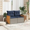 Sodo sofa su pagalvėlėmis, dvivietė, pilka, polirotangas