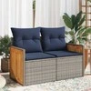 Sodo sofa su pagalvėlėmis, dvivietė, pilka, polirotangas