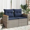 Sodo sofa su pagalvėlėmis, dvivietė, pilka, polirotangas