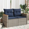 Sodo sofa su pagalvėlėmis, dvivietė, pilka, polirotangas