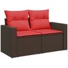 Sodo sofa su pagalvėlėmis, dvivietė, ruda, polirotangas