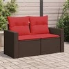 Sodo sofa su pagalvėlėmis, dvivietė, ruda, polirotangas
