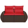 Sodo sofa su pagalvėlėmis, dvivietė, ruda, polirotangas
