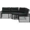Sodo sofa su pagalvėlėmis ir pakojomis, juoda, poliratanas