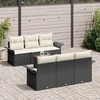 Sodo Sofų Rinkinys 7 vnt. 6-Vietų skaičius Juoda ir kreminė