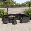Sodo Sofų Rinkinys su pagalve 12 pcs Juoda Poli ratanas